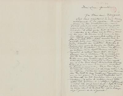 Lettre de Félicien Rops à [Eugène] Rodrigues. Corbeil-Essonnes, 1894/12/12. Bruxelles, Bibliothèque royale de Belgique, III/215/9/15