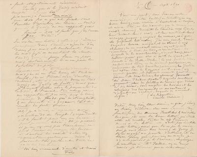 Lettre de Félicien Rops à [Eugène] [Rodrigues]. Corbeil-Essonnes, entre 1890/09/[01] et 1890/09/[12]. Bruxelles, Bibliothèque royale de Belgique, III/215/9/35