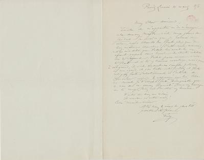 Lettre de Félicien Rops à [Eugène] [Rodrigues]. Paris, 1895/03/11. Bruxelles, Bibliothèque royale de Belgique, III/215/9/40