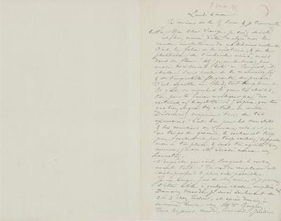 Lettre de Félicien Rops à [Eugène] [Rodrigues]. [Paris], 1895/05/06. Bruxelles, Bibliothèque royale de Belgique, III/215/9/47