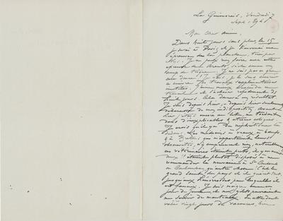 Lettre de Félicien Rops à Eugène Rodrigues. Saint-Méloir-des-Ondes, 1894/09/07. Bruxelles, Bibliothèque royale de Belgique, III/215/9/56