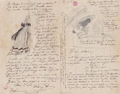 Lettre de Félicien Rops à [Clotilde] Rorcourt. [Mettet], 1864/09/00. Bruxelles, Bibliothèque royale de Belgique, III/424/1