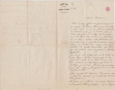 Lettre de Félicien Rops à Madame Rorcourt. s.l., 0000/00/00. Bruxelles, Bibliothèque royale de Belgique, III/424/2