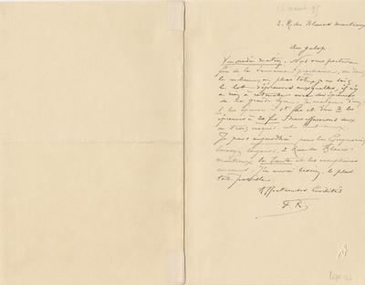 Lettre de Félicien Rops à [Edmond] [Deman]. Paris, 1895/08/16. Province de Namur, musée Félicien Rops, LEpr/163