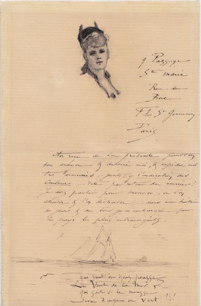 Lettre de Félicien Rops à [Léon] [Dommartin]. Paris, 0000/00/00. Province de Namur, musée Félicien Rops, LEpr/185