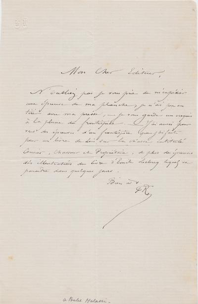Lettre de Félicien Rops à [Auguste] [Poulet-Malassis]. s.l., 0000/00/00. Province de Namur, musée Félicien Rops, LEpr/251