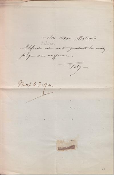 Lettre de Félicien Rops à [Auguste] Poulet-Malassis. Paris, 1867/05/03. Province de Namur, musée Félicien Rops, LEpr/279