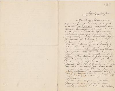 Lettre de Félicien Rops à [Henri] Liesse. [Paris], 1885/00/00. Province de Namur, musée Félicien Rops, LEpr/45