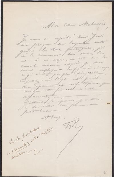 Lettre de Félicien Rops à [Auguste] Poulet-Malassis. s.l., 0000/00/00. Province de Namur, musée Félicien Rops, LEpr/262