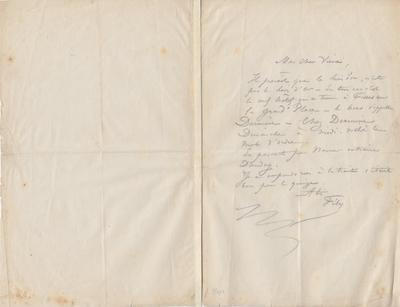 Lettre de Félicien Rops à Inconnu. s.l., 0000/00/00. Province de Namur, musée Félicien Rops, LEpr/264