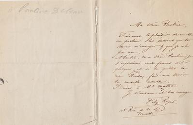 Lettre de Félicien Rops à Pauline [Delvau]. Bruxelles, 0000/00/00. Province de Namur, musée Félicien Rops, LEpr/266