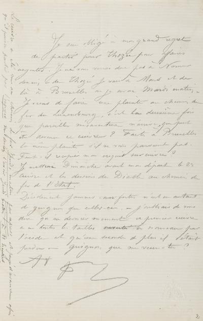 Lettre de Félicien Rops à [Auguste] [Poulet-Malassis]. [Namur], 0000/00/00. Province de Namur, musée Félicien Rops, Livre/62/2