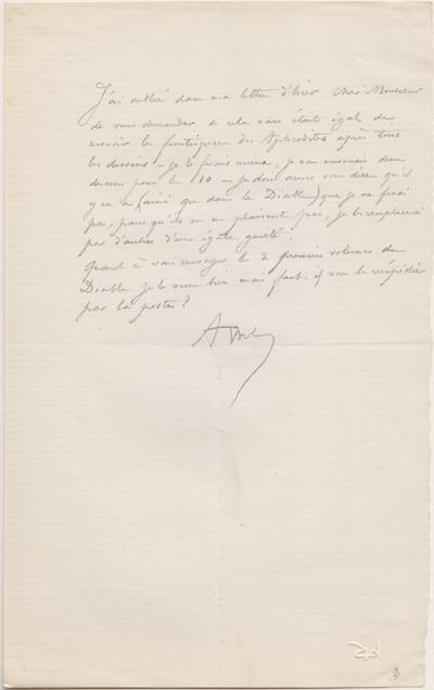 Lettre de Félicien Rops à [Auguste] [Poulet-Malassis]. s.l., 0000/00/00. Province de Namur, musée Félicien Rops, Livre/62/4