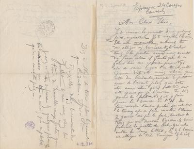 Lettre de Félicien Rops à Théo [Hannon]. [Paris], 1876/06/01. Bruxelles, Archives et Musée de la Littérature, ML/00026/0003 et ML/00026/0004