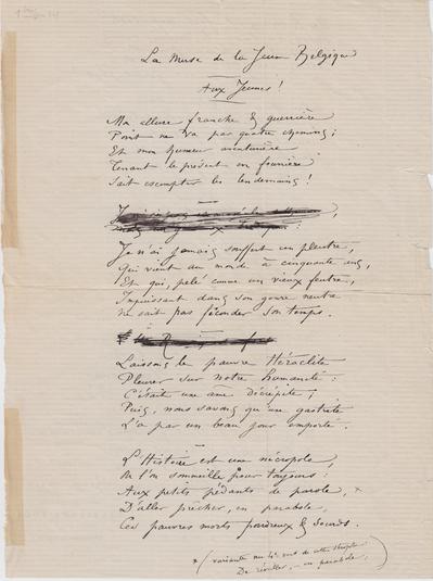 Lettre de Félicien Rops à Théo [Hannon]. [Paris], 1877/01/08. Bruxelles, Archives et Musée de la Littérature, ML/00026/0017 et ML/00026/0016