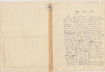 Lettre de Félicien Rops à Théo [Hannon]. [Paris], 1877/04/18. Bruxelles, Archives et Musée de la Littérature, ML/00026/0019