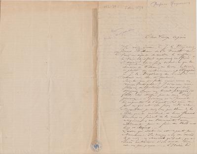 Lettre de Félicien Rops à [Théo] [Hannon]. [Paris], 1878/12/04. Bruxelles, Archives et Musée de la Littérature, ML/00026/0033