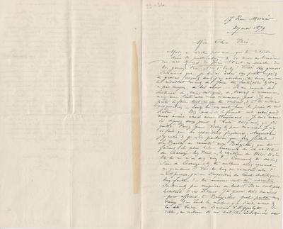 Lettre de Félicien Rops à Théo [Hannon]. Paris, 1879/05/27. Bruxelles, Archives et Musée de la Littérature, ML/00026/0039