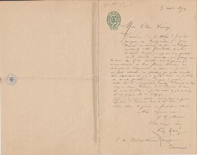 Lettre de Félicien Rops à [Théo] [Hannon]. Paris, 1879/09/05. Bruxelles, Archives et Musée de la Littérature, ML/00026/0047