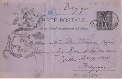 Carte postale avec épreuve de Félicien Rops à [Théo] Hannon. [Paris], 1880/06/00. Bruxelles, Archives et Musée de la Littérature, ML/00026/0051