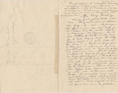 Lettre de Félicien Rops à Théo Hannon. [Paris], 1880/07/09. Bruxelles, Archives et Musée de la Littérature, ML/00026/0069