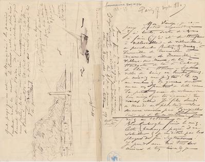 Lettre de Félicien Rops à Théo [Hannon]. Paris, 1880/09/17. Bruxelles, Archives et Musée de la Littérature, ML/00026/0078