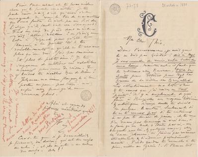 Lettre de Félicien Rops à Théo [Hannon]. Paris, 1880/10/21. Bruxelles, Archives et Musée de la Littérature, ML/00026/0081