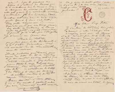 Lettre de Félicien Rops à Théo Hannon. [Paris], 1880/10/22. Bruxelles, Archives et Musée de la Littérature, ML/00026/0082