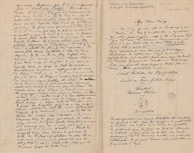 Lettre de Félicien Rops à Théo Hannon. Paris, 1880/11/06. Bruxelles, Archives et Musée de la Littérature, ML/00026/0085