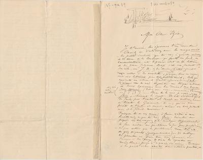 Lettre de Félicien Rops à Théo [Hannon]. [Paris], 1880/12/08. Bruxelles, Archives et Musée de la Littérature, ML/00026/0094