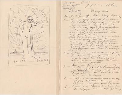 Lettre de Félicien Rops à Théo Hannon. [Paris], 1881/01/09. Bruxelles, Archives et Musée de la Littérature, ML/00026/0100