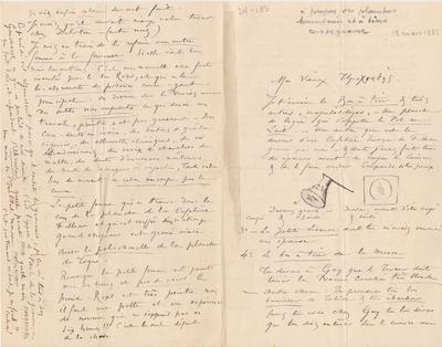 Lettre de Félicien Rops à Théo Hannon. [Paris], 1881/03/18. Bruxelles, Archives et Musée de la Littérature, ML/00026/0108