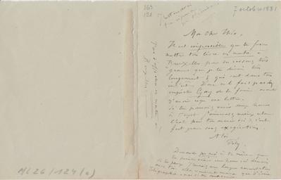 Lettre de Félicien Rops à Théo [Hannon]. Heyst, 1881/10/07. Bruxelles, Archives et Musée de la Littérature, ML/00026/0124