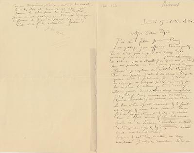 Lettre de Félicien Rops à [Théo] [Hannon]. [Paris], 1881/10/15. Bruxelles, Archives et Musée de la Littérature, ML/00026/0127