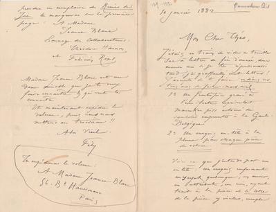 Lettre de Félicien Rops à Théo [Hannon]. [Paris], 1882/01/10. Bruxelles, Archives et Musée de la Littérature, ML/00026/0136