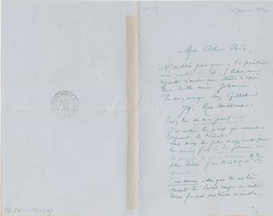 Lettre de Félicien Rops à Théo [Hannon]. [Paris], 1882/01/30. Bruxelles, Archives et Musée de la Littérature, ML/00026/0141