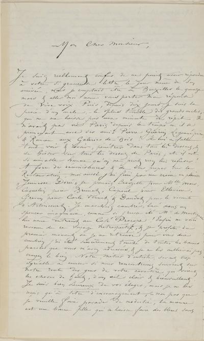 Lettre de Félicien Rops à [Edmond] [Picard]. Paris, 1878/03/18. Bruxelles, Archives et Musée de la Littérature, ML/00631/0009