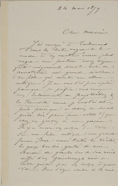 Lettre de Félicien Rops à [Edmond] [Picard]. s.l., 1879/03/24. Bruxelles, Archives et Musée de la Littérature, ML/00631/0017