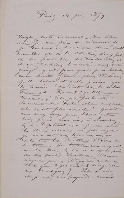 Lettre de Félicien Rops à [Edmond] [Picard]. Paris, 1879/06/14. Bruxelles, Archives et Musée de la Littérature, ML/00631/0021