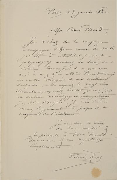Lettre de Félicien Rops à [Edmond] Picard. Paris, 1880/01/23. Bruxelles, Archives et Musée de la Littérature, ML/00631/0024