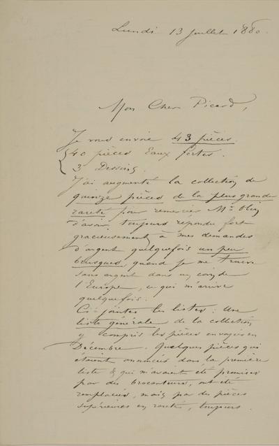 Lettre de Félicien Rops à [Edmond] Picard. s.l., 1880/07/13. Bruxelles, Archives et Musée de la Littérature, ML/00631/0029