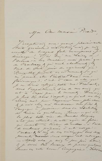 Lettre de Félicien Rops à [Edmond] Picard. Mettet, 0000/00/00. Bruxelles, Archives et Musée de la Littérature, ML/00631/0059