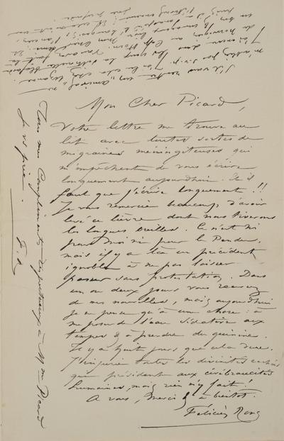 Lettre de Félicien Rops à [Edmond] Picard. s.l., 1883/00/00. Bruxelles, Archives et Musée de la Littérature, ML/00631/0063