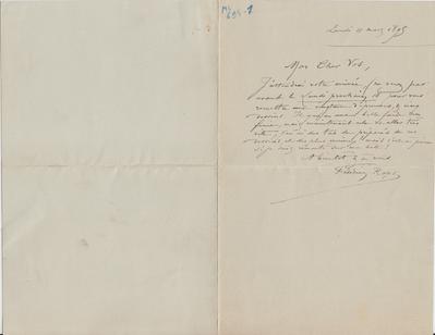 Lettre de Félicien Rops à [Charles] Vos. s.l., 1895/03/11. Bruxelles, Archives et Musée de la Littérature, ML/00694/0001