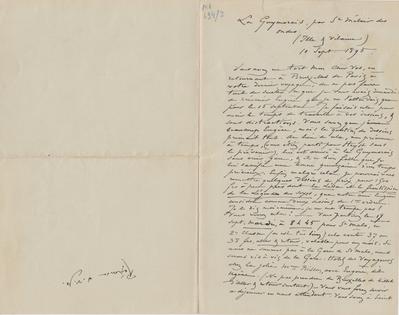 Lettre de Félicien Rops à [Charles] Vos. Saint-Méloir-des-Ondes, 1895/09/10. Bruxelles, Archives et Musée de la Littérature, ML/00694/0002