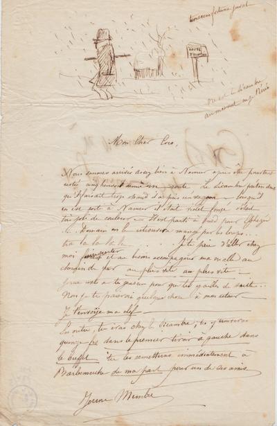 Lettre de Félicien Rops à [Victor] Coco [Hallaux]. [Namur], 1854/01/01. Bruxelles, Archives et Musée de la Littérature, ML/00784/0003