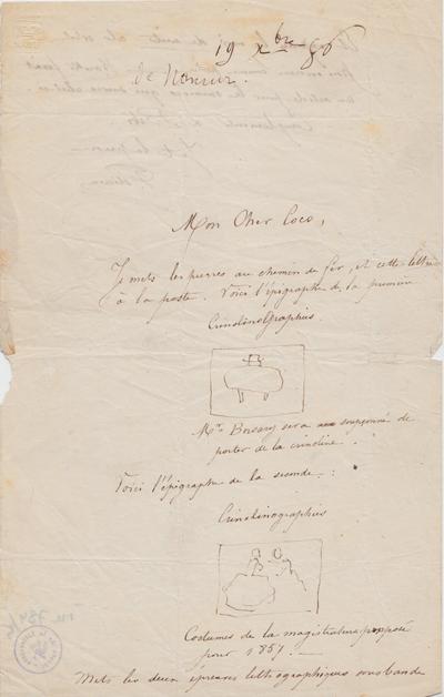 Lettre de Félicien Rops à [Victor] Coco [Hallaux]. [Namur], 1856/12/19. Bruxelles, Archives et Musée de la Littérature, ML/00784/0005