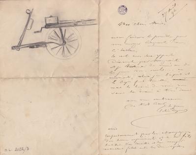 Lettre de Félicien Rops à Inconnu. s.l., 1896/08/27. Bruxelles, Archives et Musée de la Littérature, ML/02082/0003