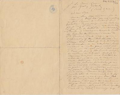 Lettre de Félicien Rops à [Jules] [Trépagne]. Corbeil-Essonnes, 1892/05/28. Bruxelles, Archives et Musée de la Littérature, ML/02237/0011