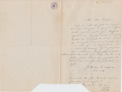 Lettre de Félicien Rops à Ernest [Scaron]. s.l., 0000/00/00. Bruxelles, Archives et Musée de la Littérature, ML/03195/0023